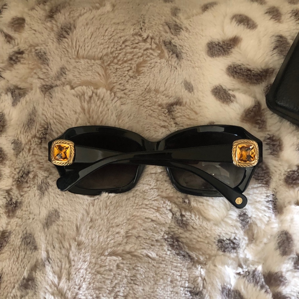 David Yurman Black Albion Gold Vermeil Citrine Quartz Sunglasses